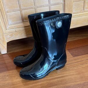 UGG Glossy Black Rain Boots